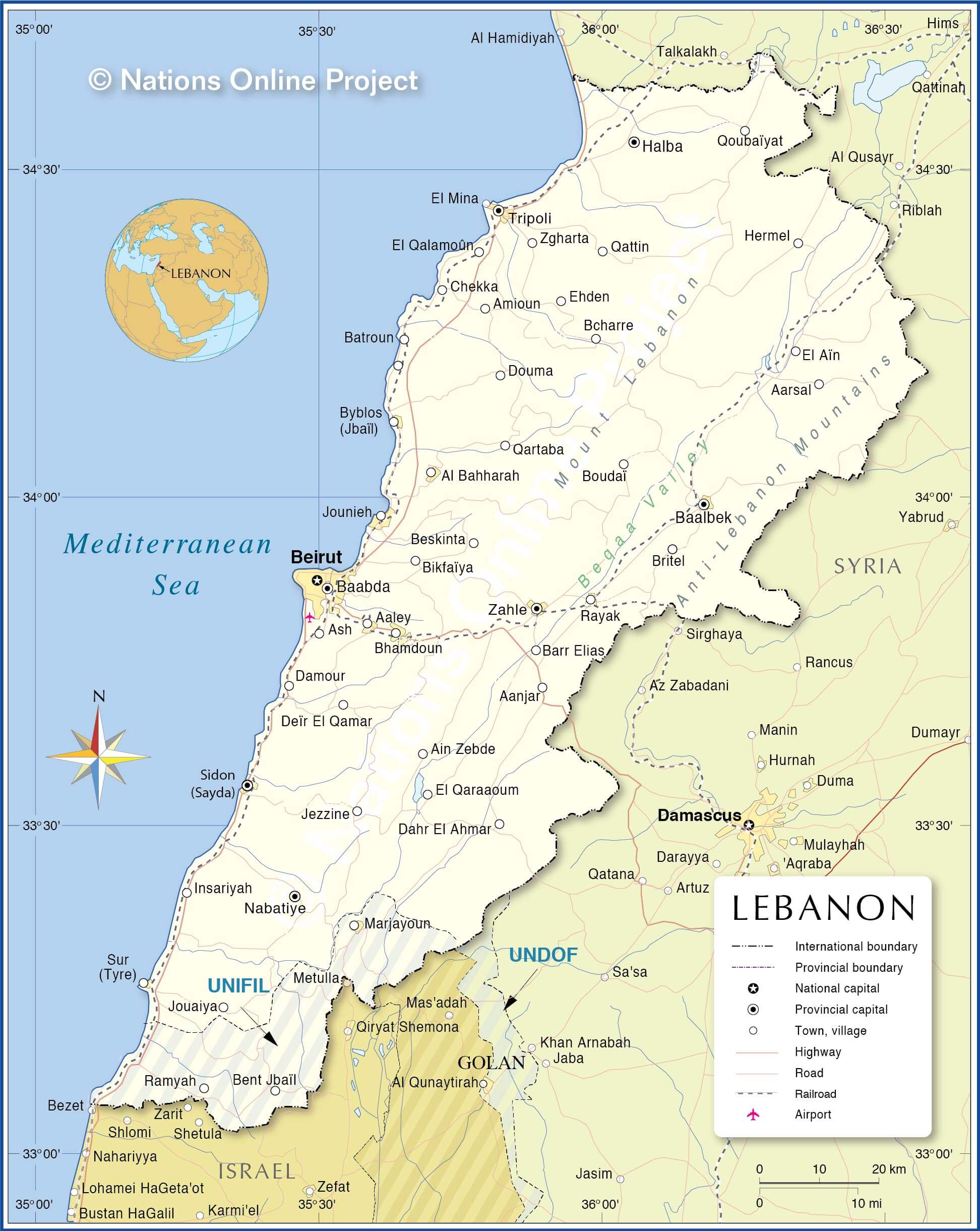 Lebanon Map 